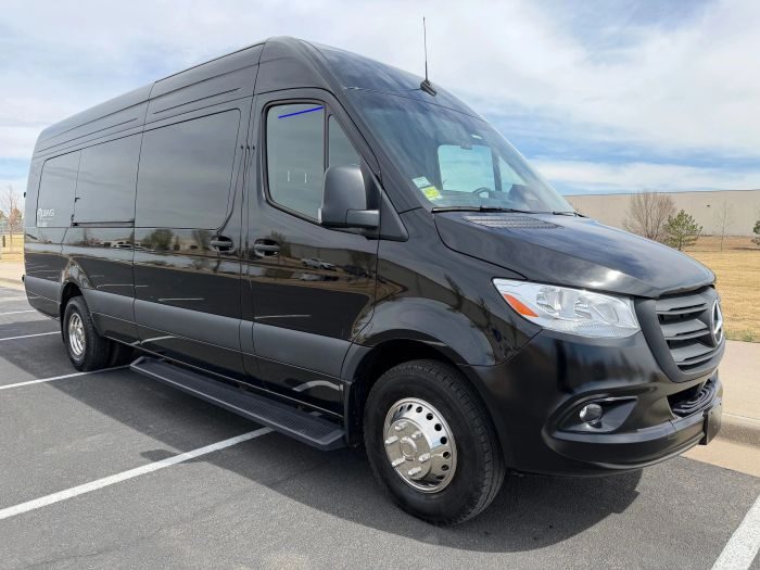 Black Mercedes Sprinter – Parker party bus rental