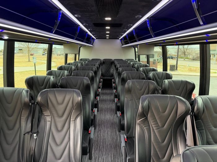 Coach bus leather seats – Parker party bus rental