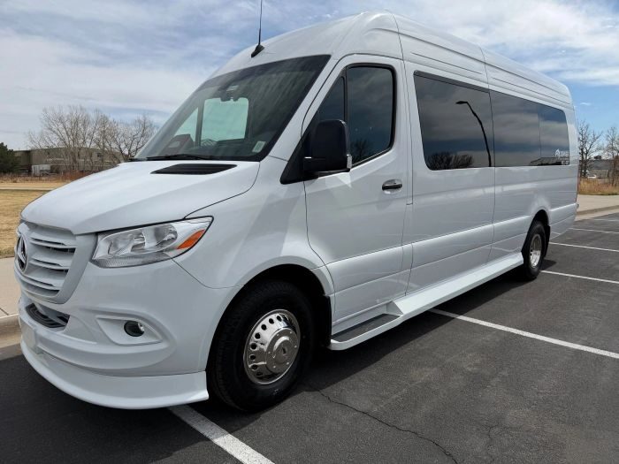 White Mercedes Sprinter – Parker party bus rental